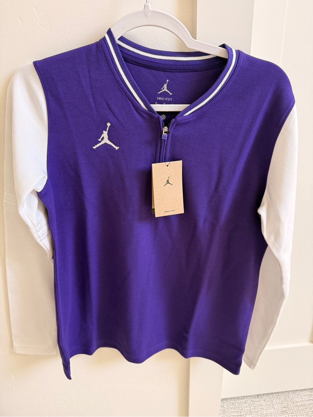 Jordan Nike Dri-FIT Quarter Zip Colorblock Jacket Purple/White Women M